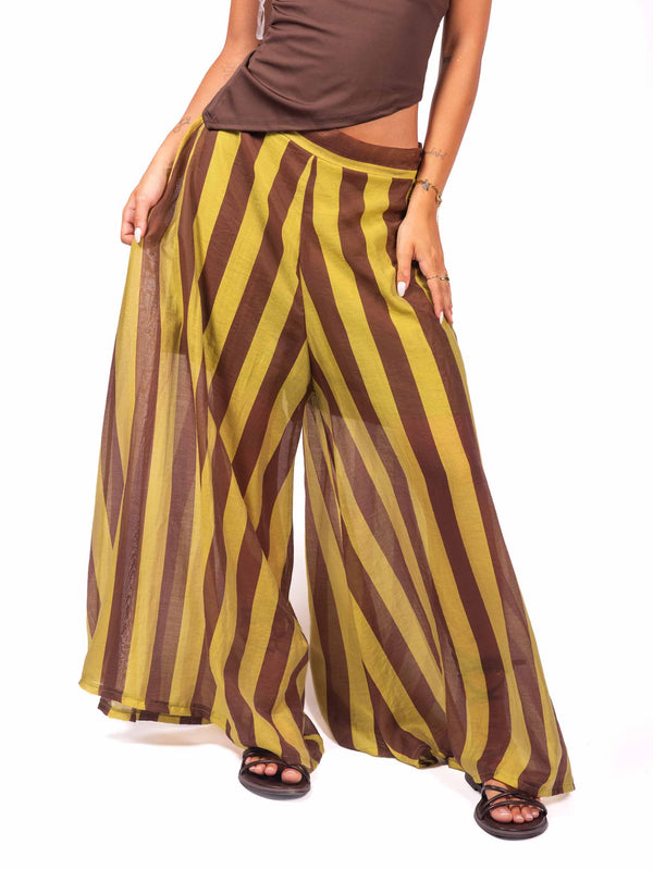 Pantaloni Palazzo a Righe Moro/Verde da donna Miss love