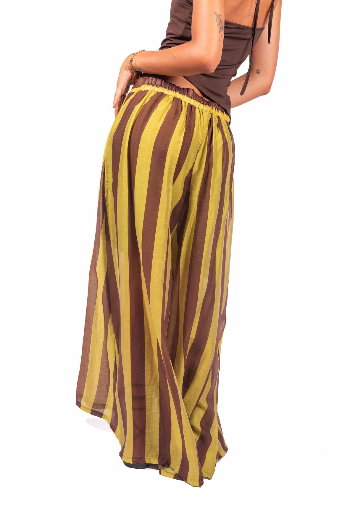 Pantaloni Palazzo a Righe Moro/Verde donna Miss love - 2
