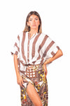 Camicia in Lino a Righe Panna/Moro donna Miss love - 5