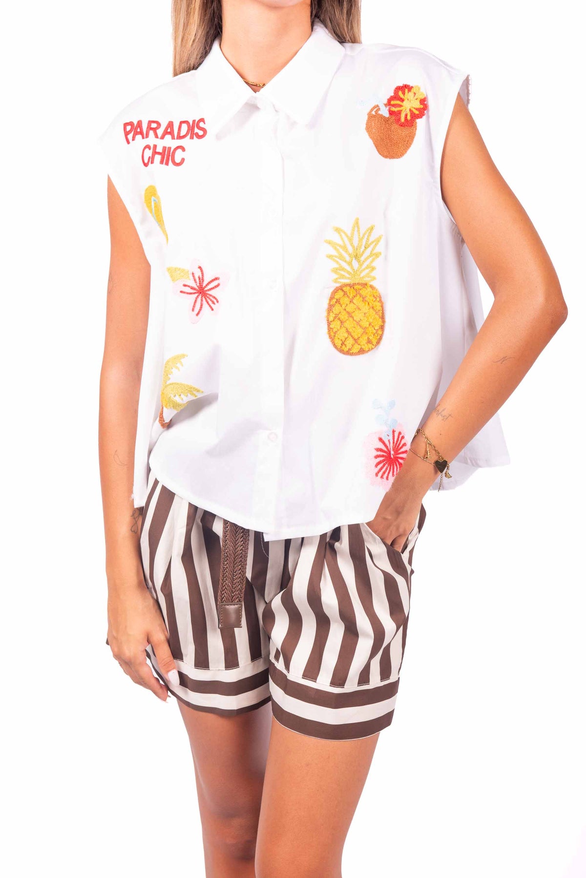 Camicia Smanicata con Ricami donna Miss love - 3