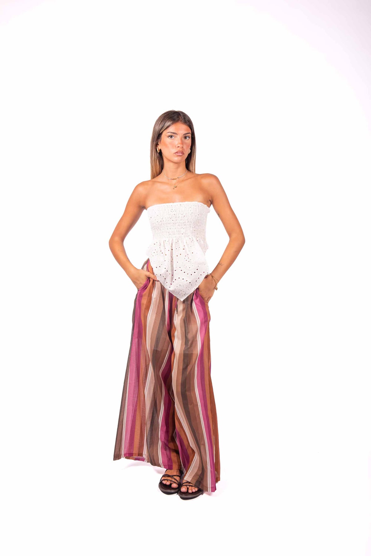 Pantaloni Fluidi a Righe donna Miss love - 3
