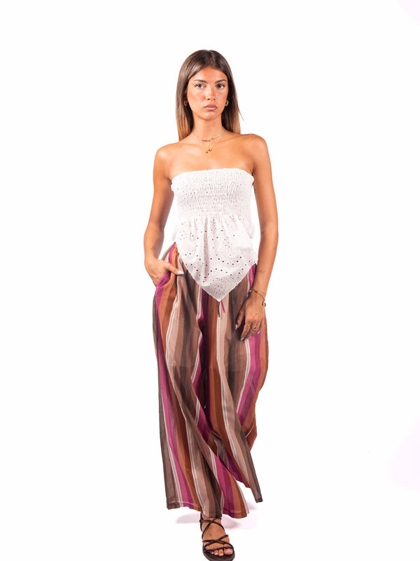 Pantaloni Fluidi a Righe da donna Miss love