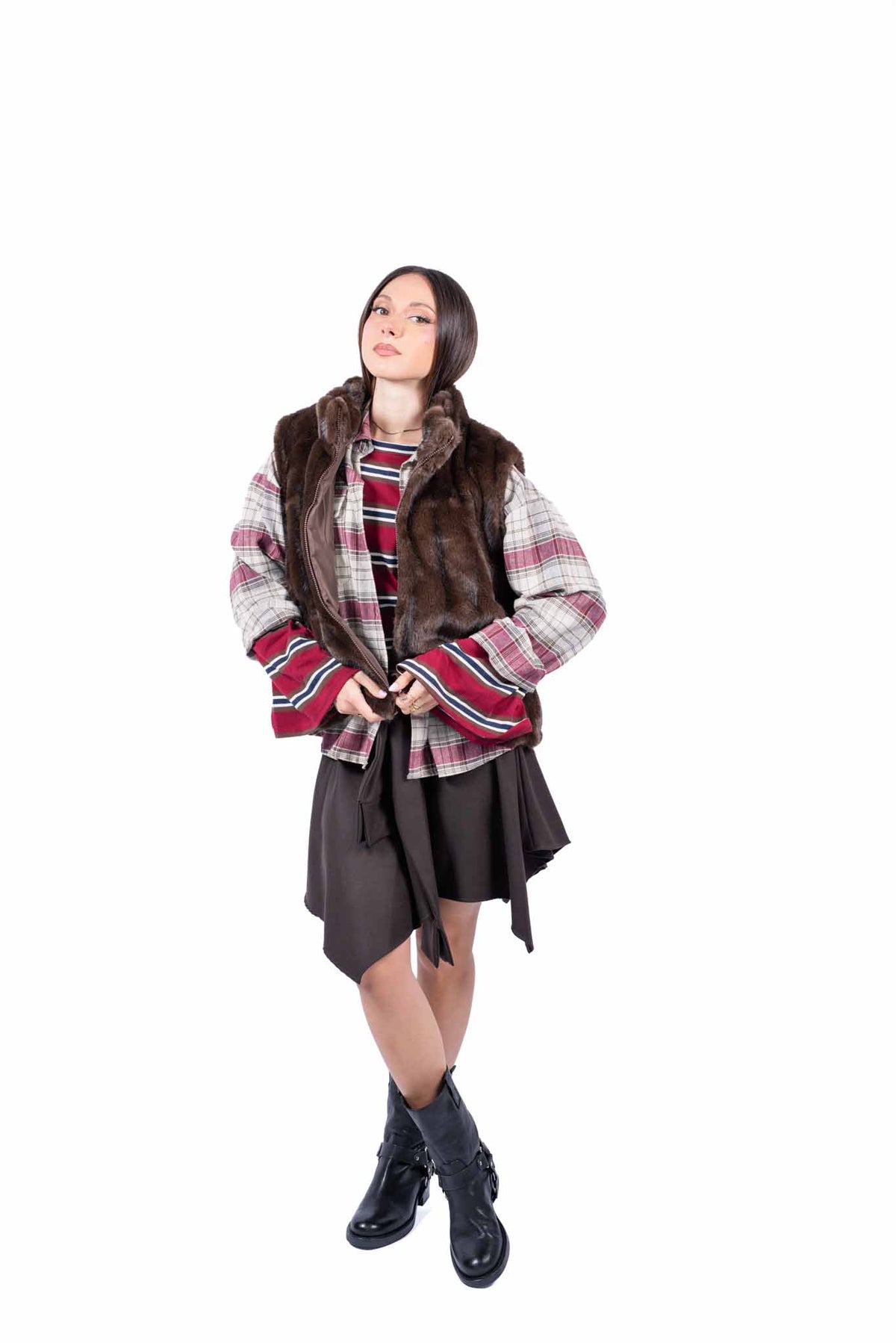 Gilet in Ecopelliccia Marrone donna Miss love - 3