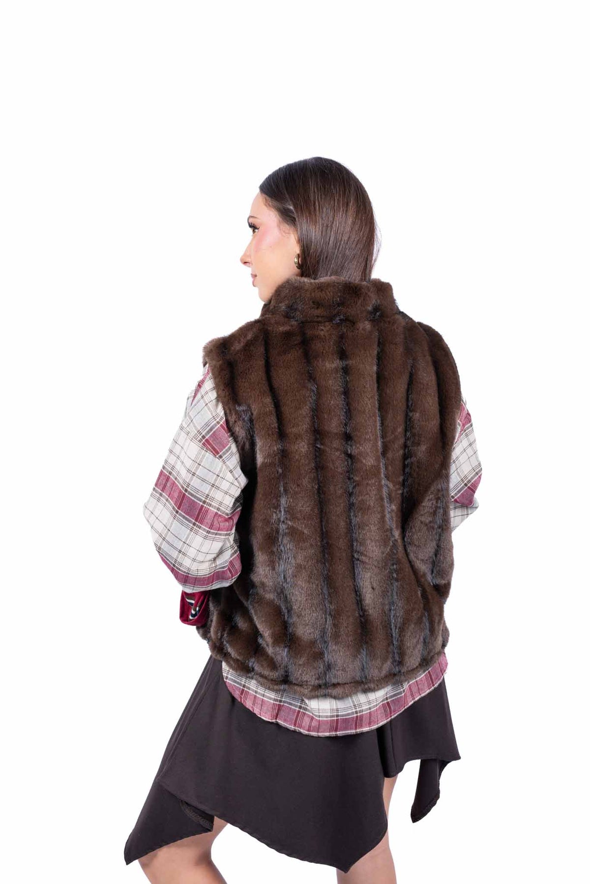 Gilet in Ecopelliccia Marrone donna Miss love - 5