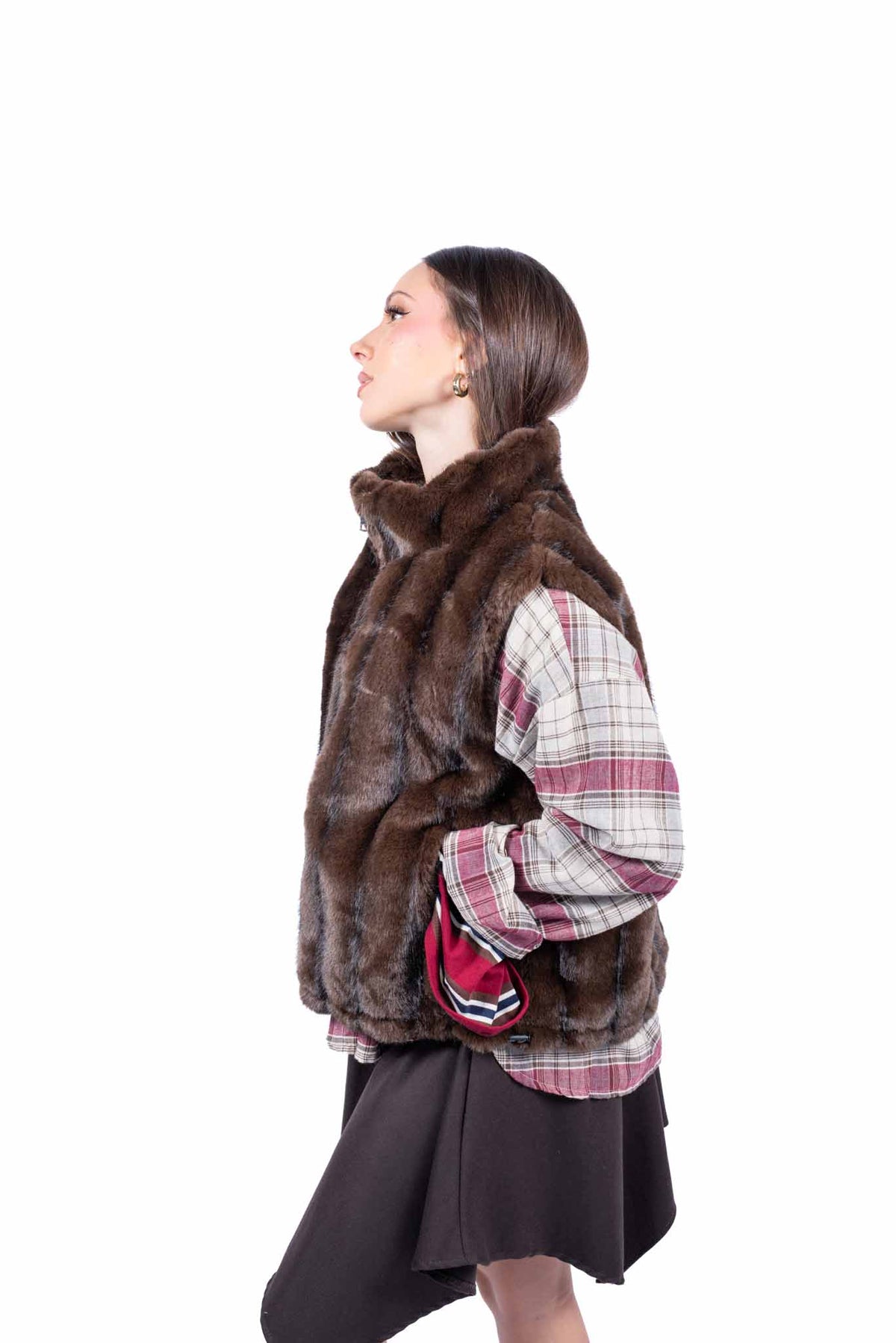 Gilet in Ecopelliccia Marrone donna Miss love - 2