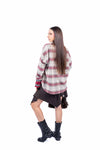 Camicia Check Beige/Bordeaux donna Miss love - 4