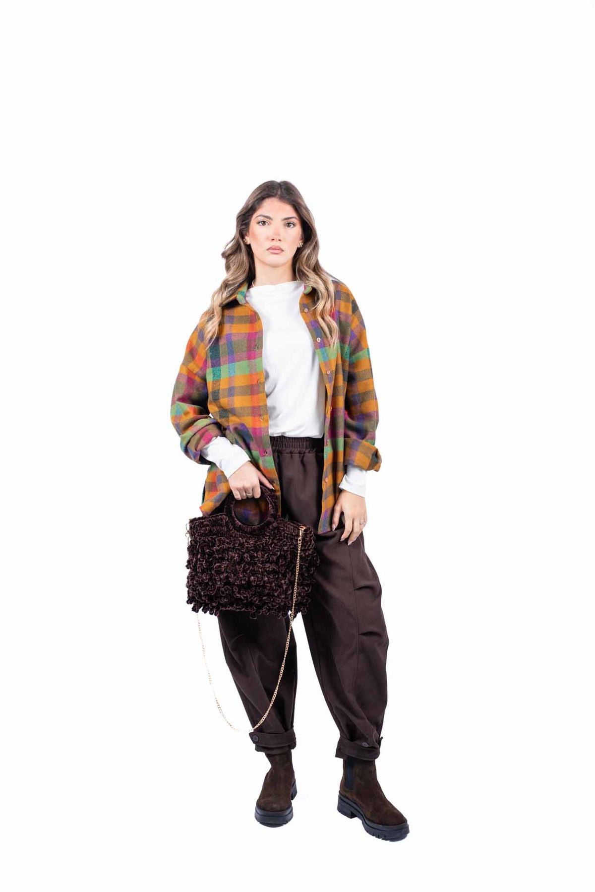 Camicia Oversize Check Multicolor donna Miss love - 2