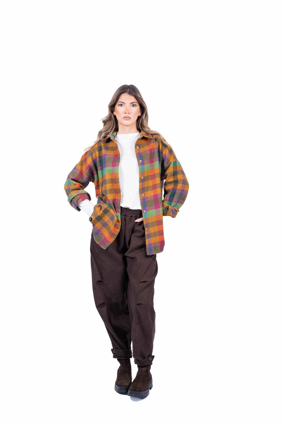 Pantaloni a Cavallo Basso con Vita Elasticizzata Cioccolato donna Miss love - 5