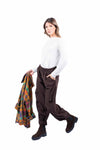 Pantaloni a Cavallo Basso con Vita Elasticizzata Cioccolato donna Miss love - 4