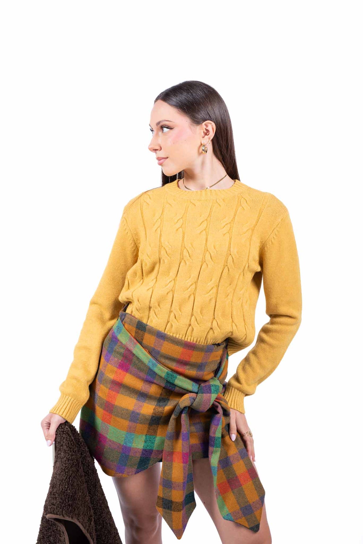 Minigonna a Quadri con Maxi Fiocco donna Miss love - 5