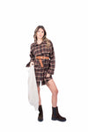 Abito Chemisier a Quadri Marrone donna Miss love - 1