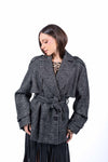 Cappotto Doppiopetto in Panno Chevron con Cintura donna Miss love - 1