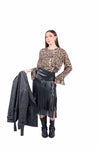 Gonna in Ecopelle Nera con Frange Multilivello donna Miss love - 6