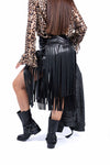 Gonna in Ecopelle Nera con Frange Multilivello donna Miss love - 3