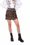 Minigonna in Ecopelle Marrone con Frange Scamosciate donna Miss love - 1