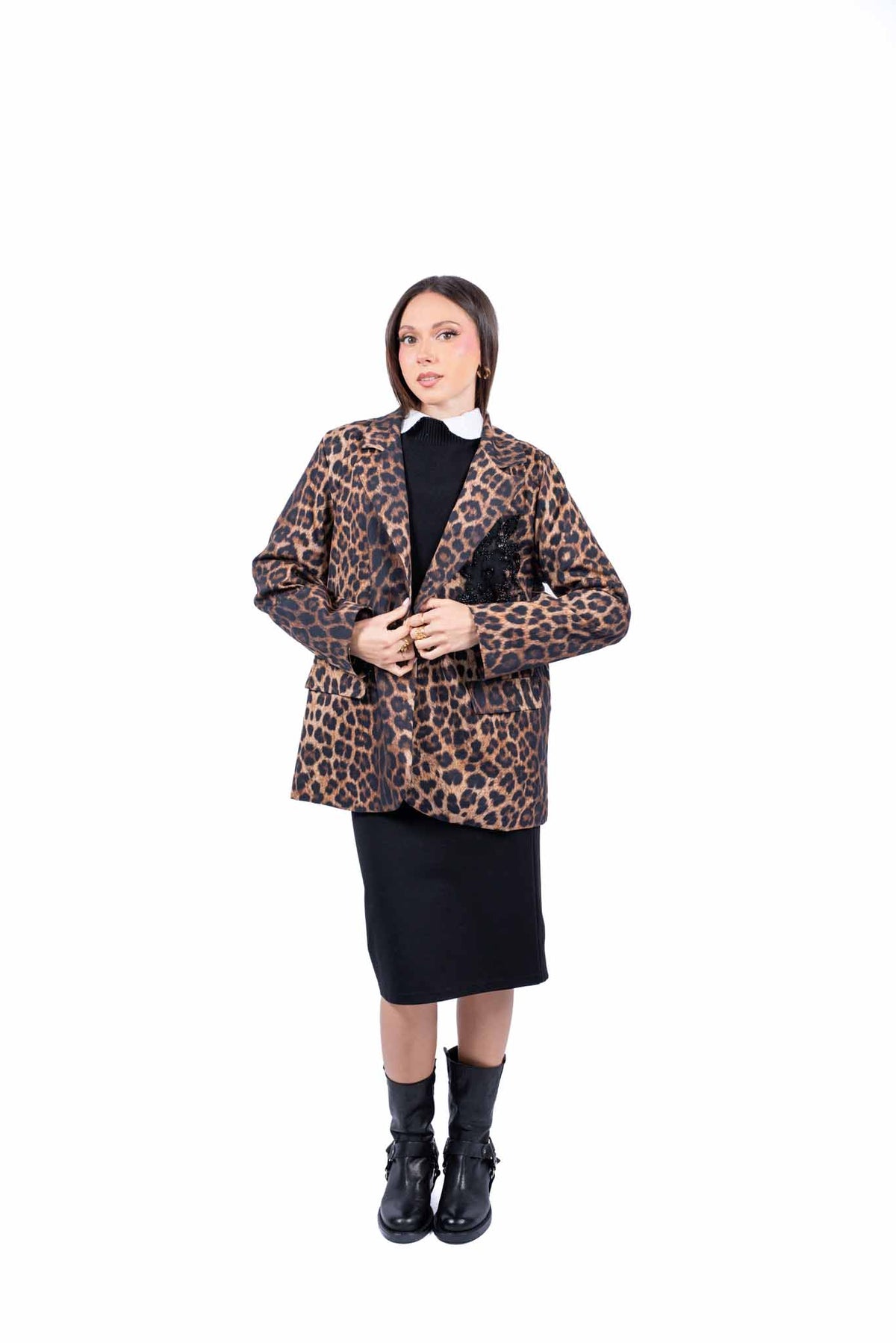 Giacca Blazer Animalier con Applicazione donna Miss love - 3