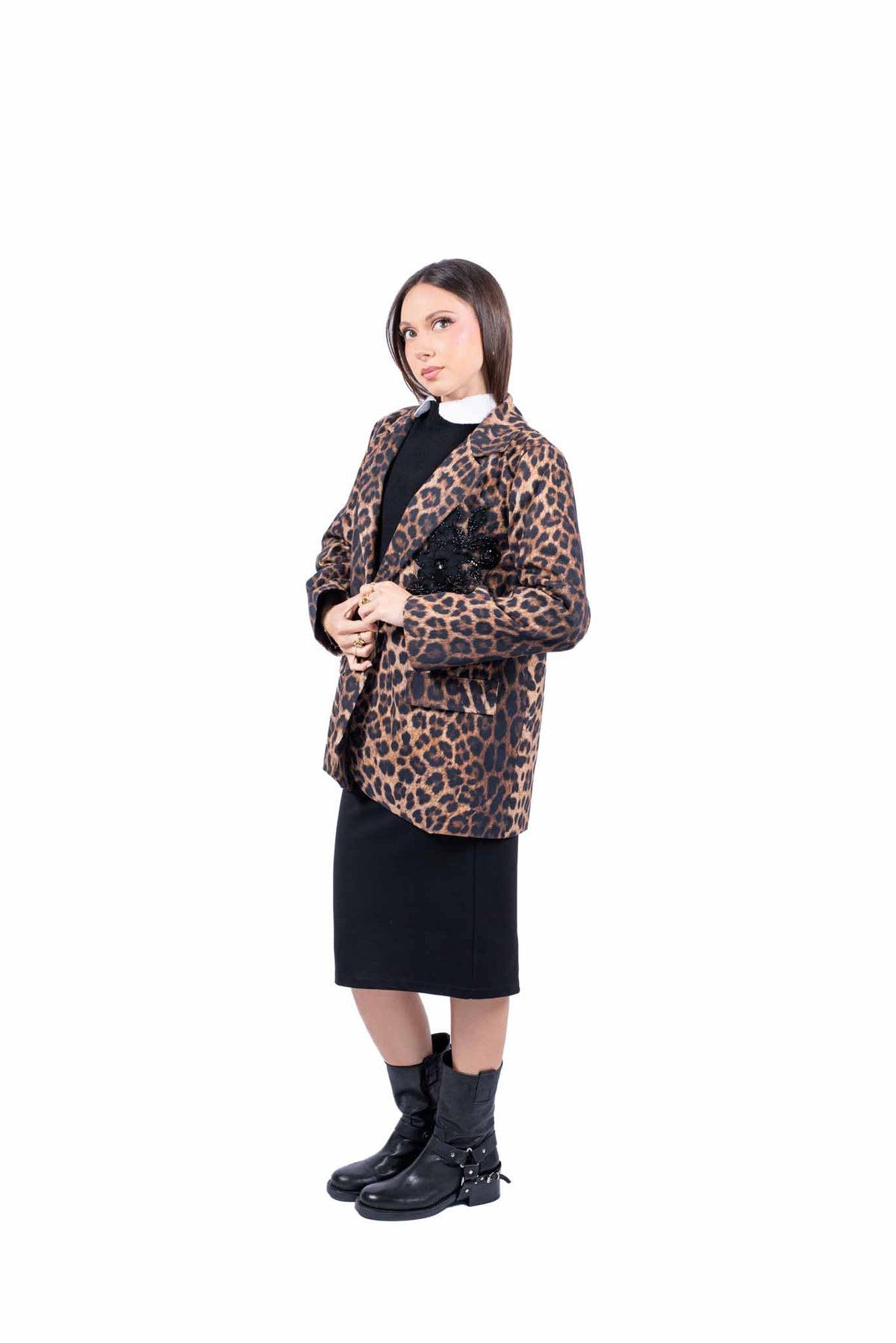 Giacca Blazer Animalier con Applicazione donna Miss love - 6
