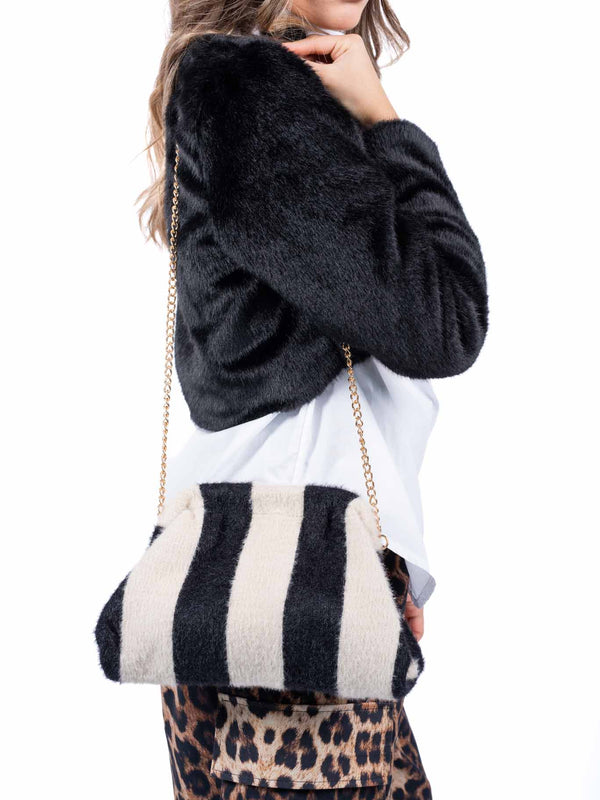 Borsa Tracolla a Righe Bianco/Nero da donna Miss love