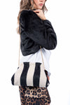 Borsa Tracolla a Righe Bianco/Nero donna Miss love - 1