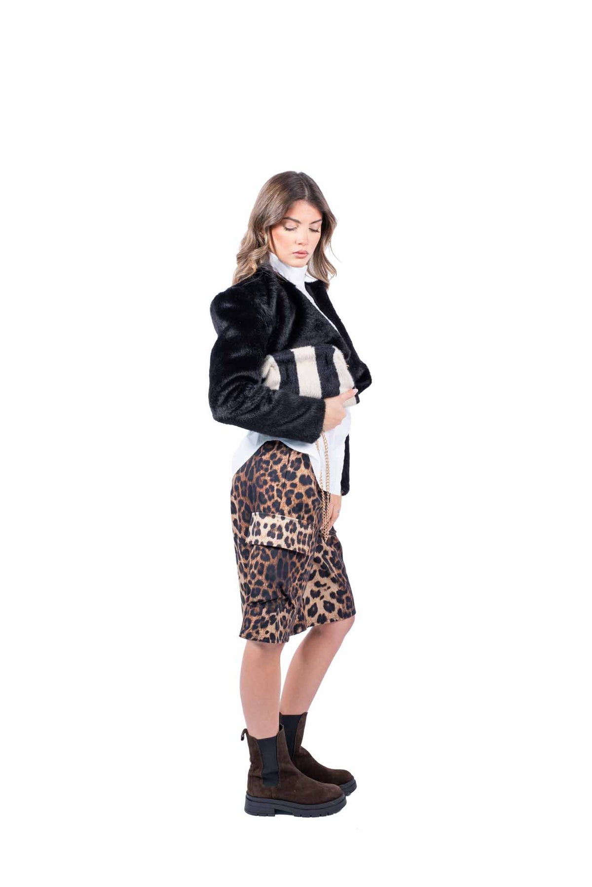 Bermuda Cargo Animalier con Cintura donna Miss love - 4