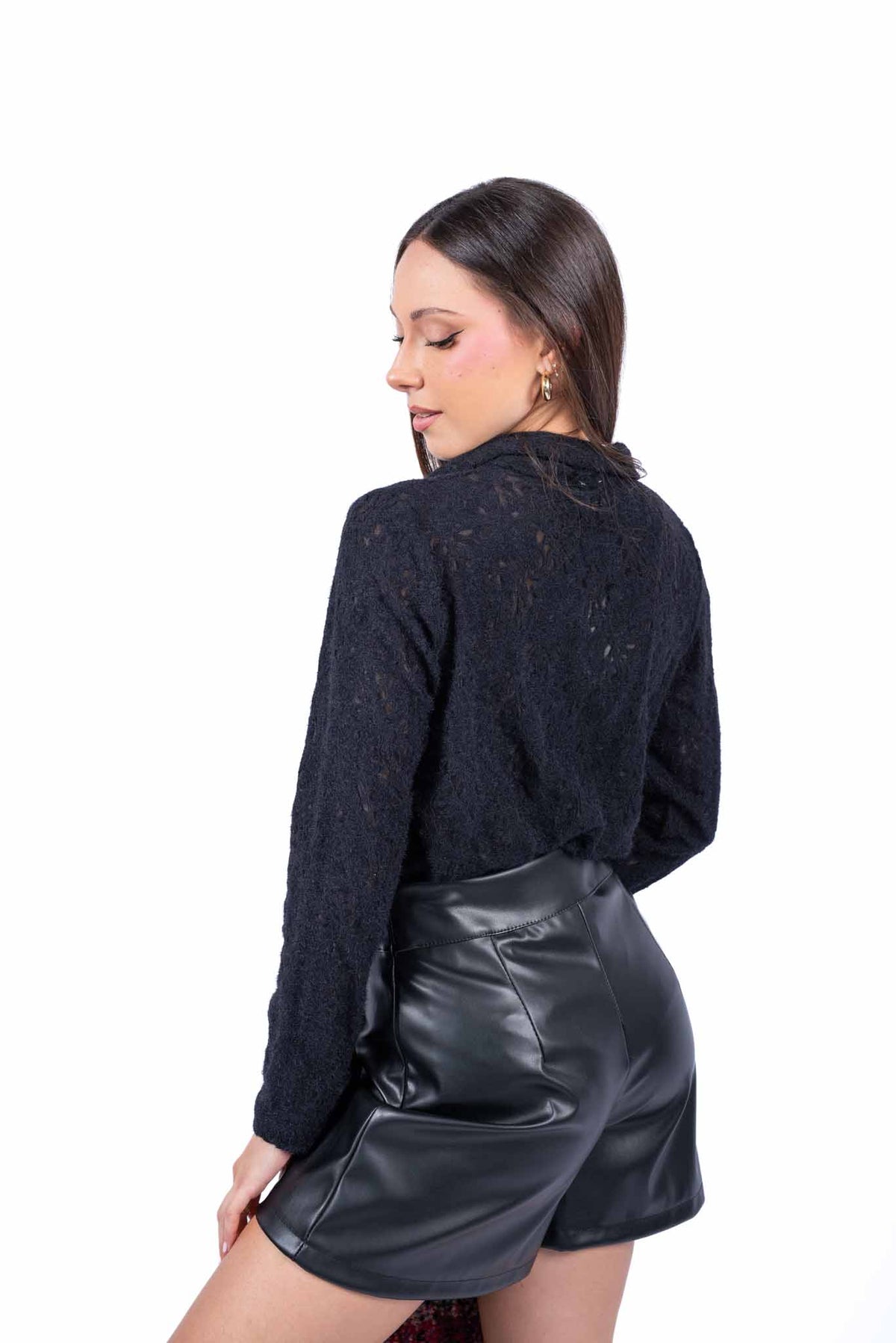 Gonna Pantalone in Ecopelle Nera donna Miss love - 5