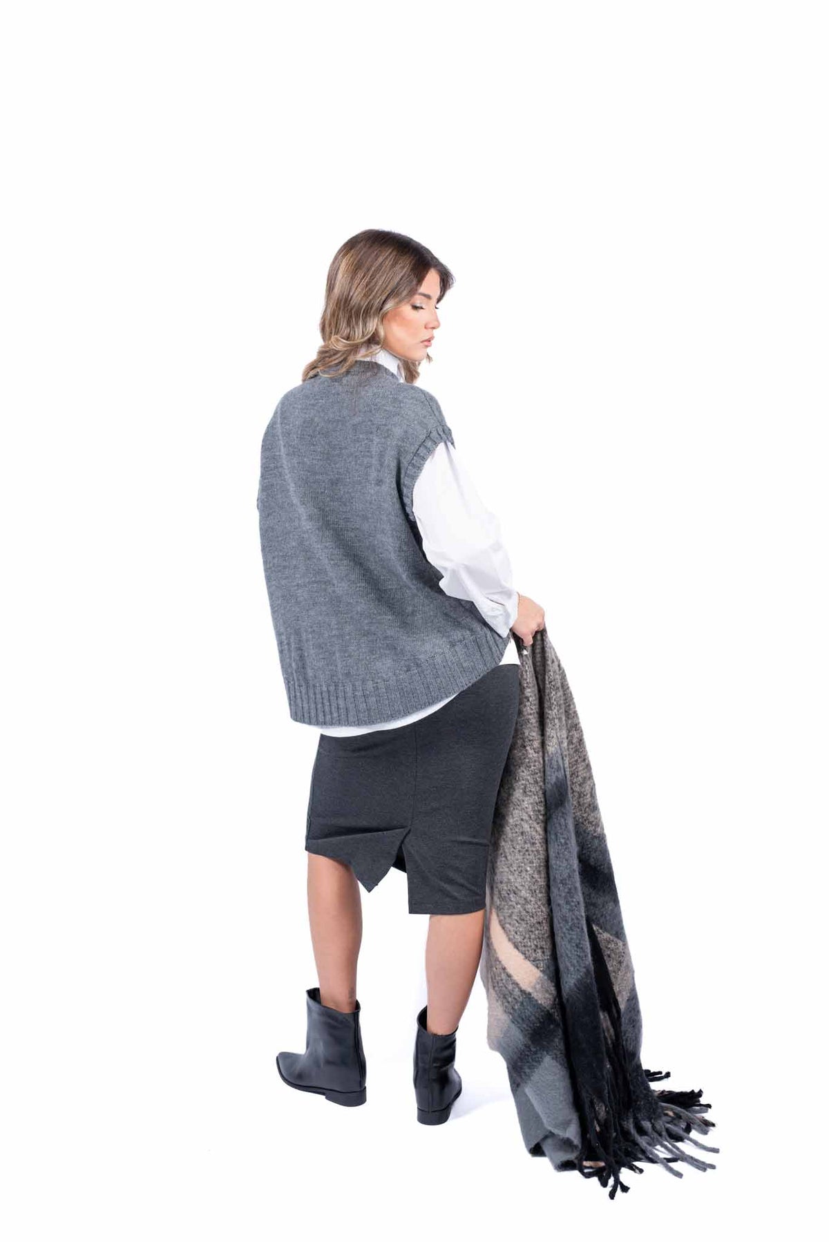 Gilet in Maglia Grigio donna Miss love - 4