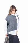 Gilet in Maglia Grigio donna Miss love - 2