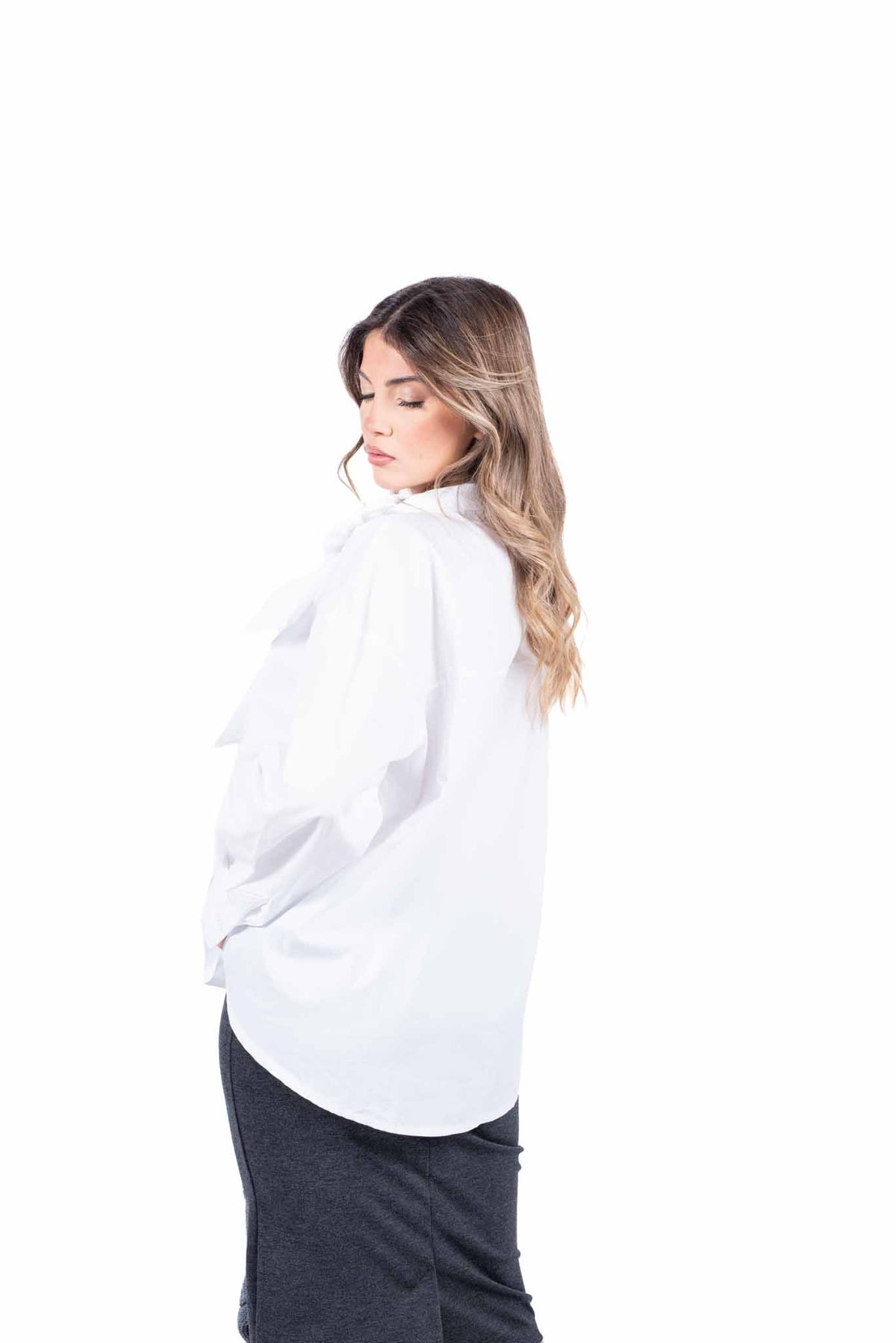 Camicia Oversize Bianca con Maxi Fiocco donna Miss love - 3