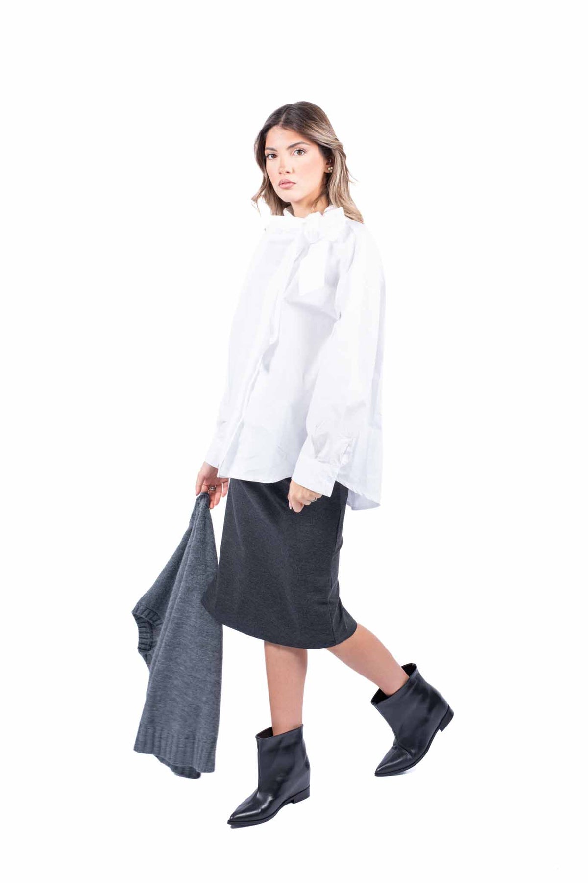 Camicia Oversize Bianca con Maxi Fiocco donna Miss love - 5