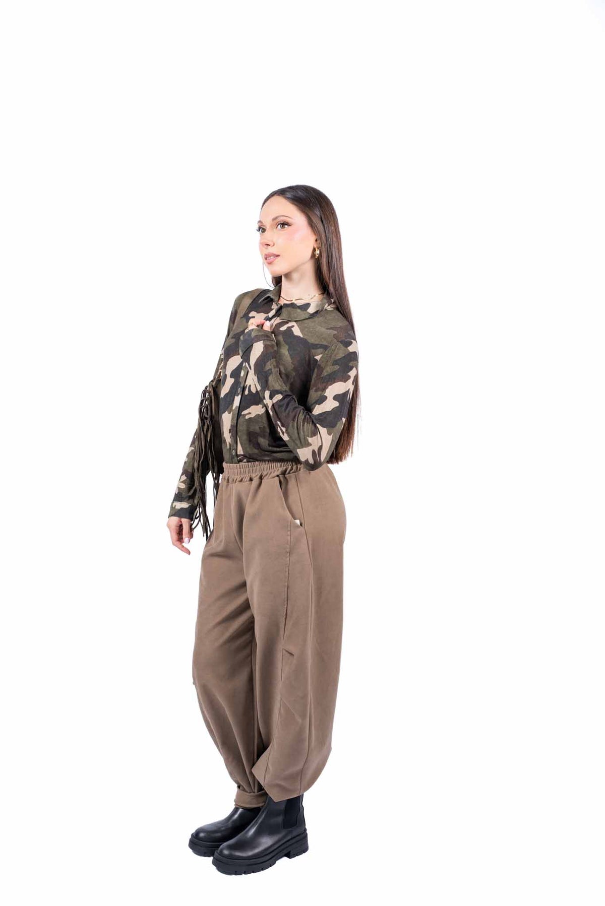 Camicia in Misto Cashmere a Stampa Camouflage donna Miss love - 4