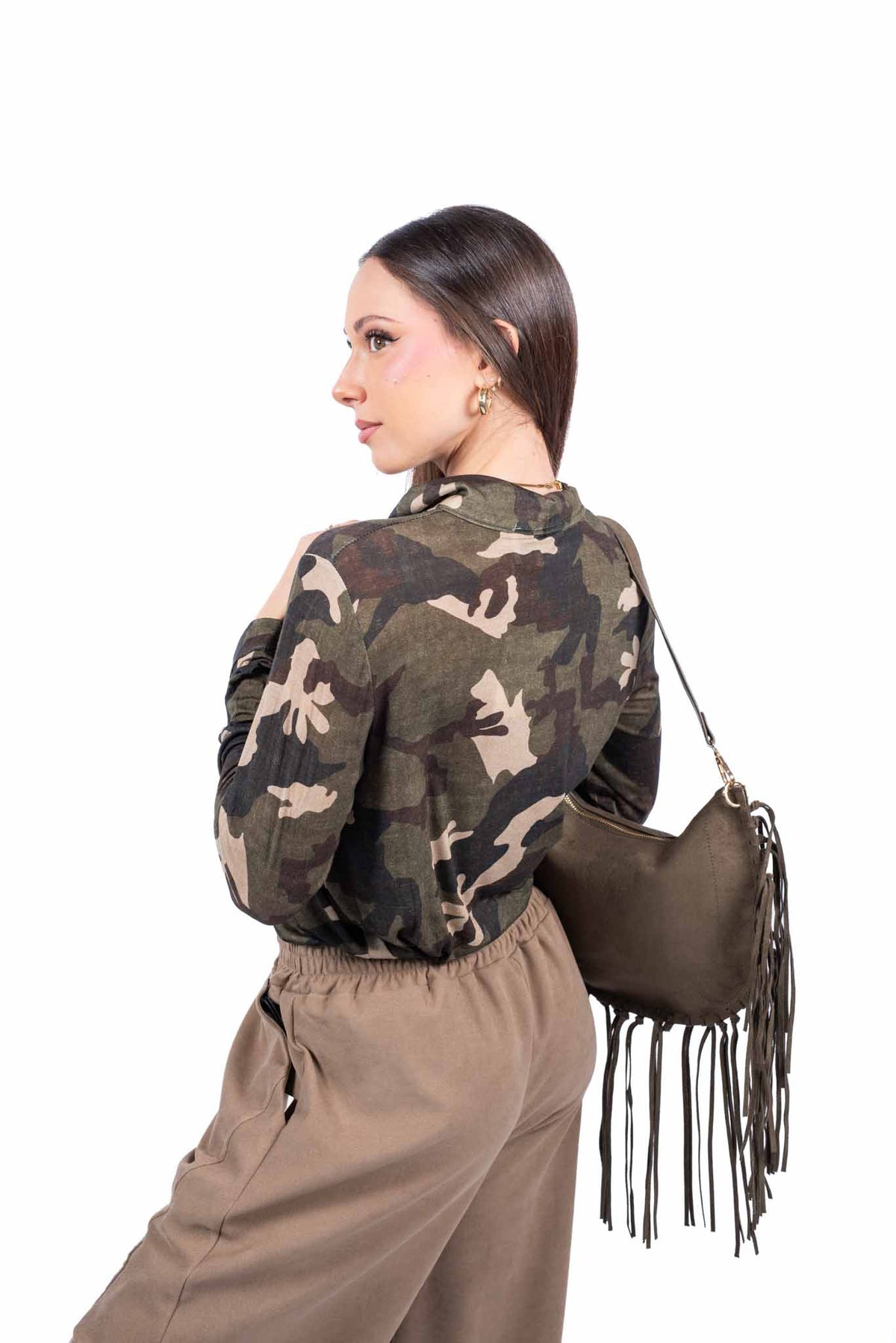 Camicia in Misto Cashmere a Stampa Camouflage donna Miss love - 3