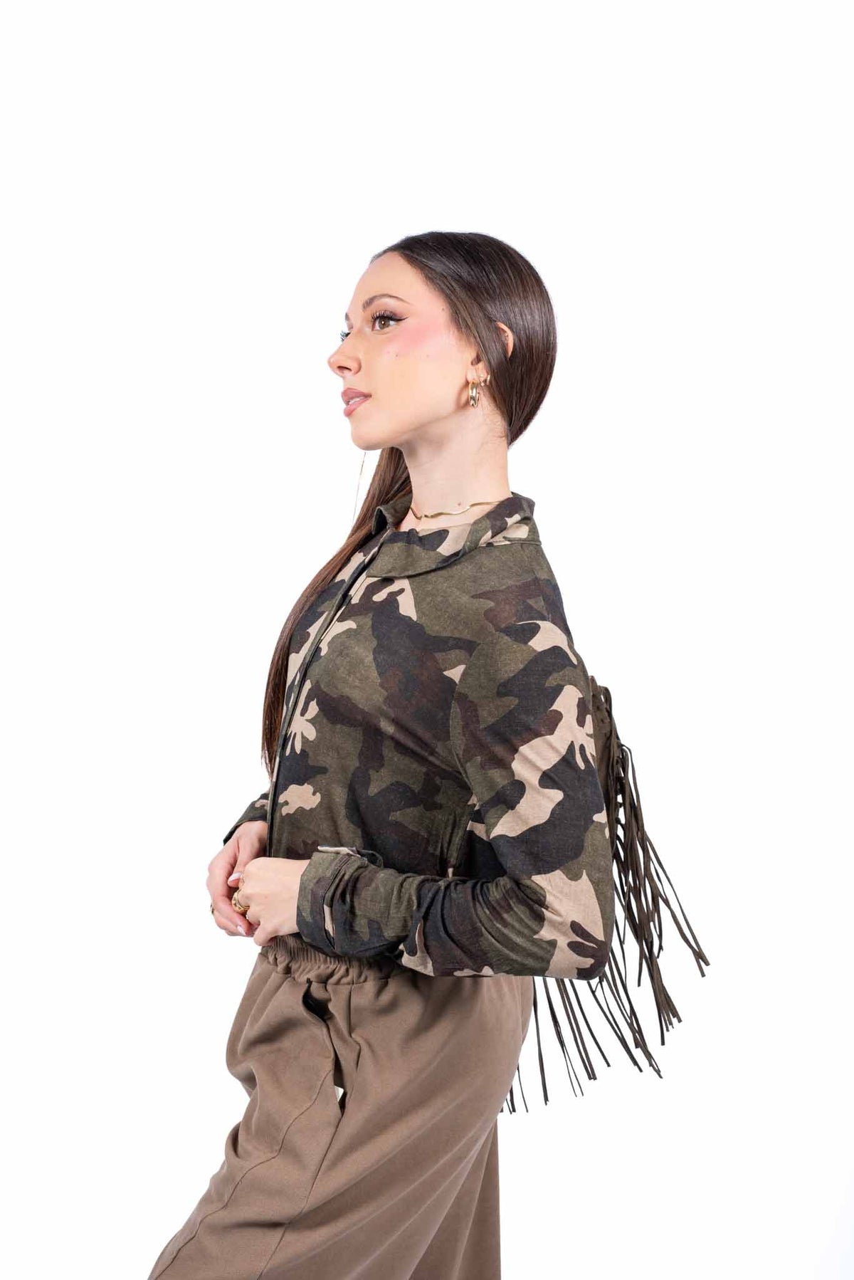 Camicia in Misto Cashmere a Stampa Camouflage donna Miss love - 2