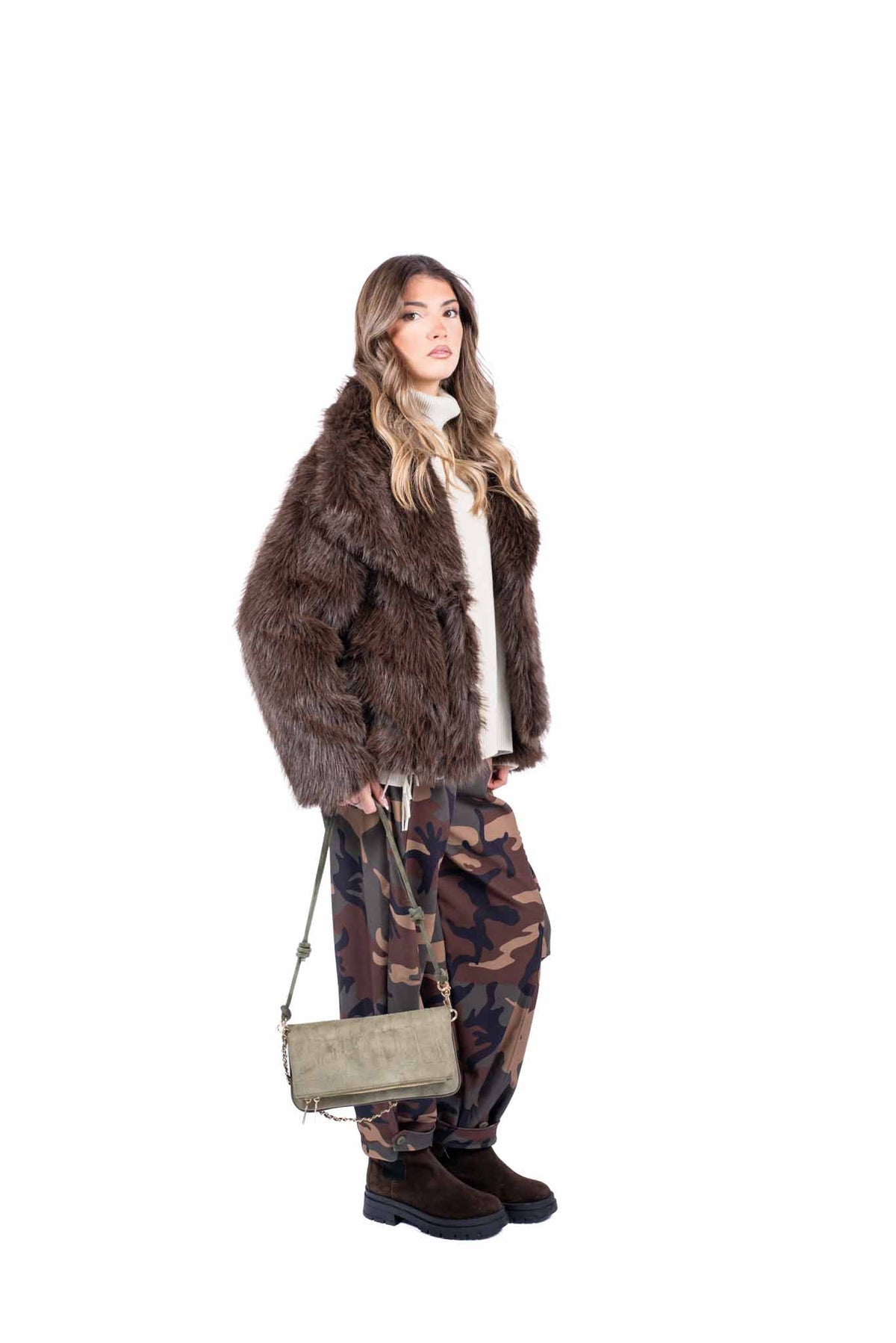 Giacca Corta Ecopelliccia Marrone donna Miss love - 3