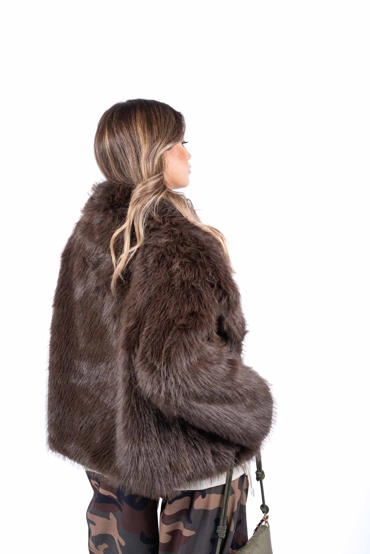 Giacca Corta Ecopelliccia Marrone donna Miss love - 4