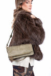 Borsa a Tracolla in Camoscio Militare Stampata Coccodrillo donna Miss love - 3