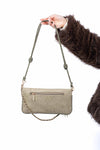 Borsa a Tracolla in Camoscio Militare Stampata Coccodrillo donna Miss love - 1