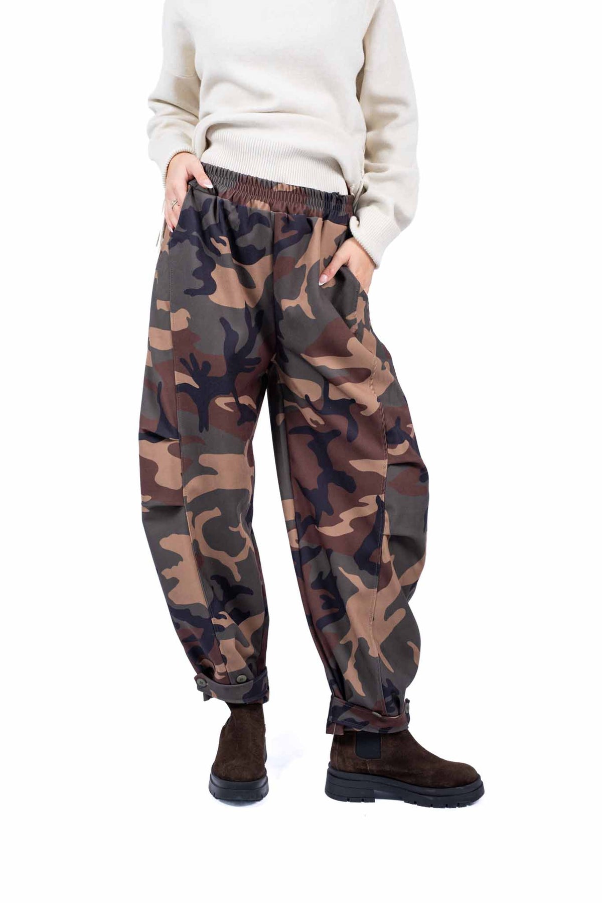 Pantaloni in Tessuto Tecnico Stampa Camouflage donna Miss love - 1