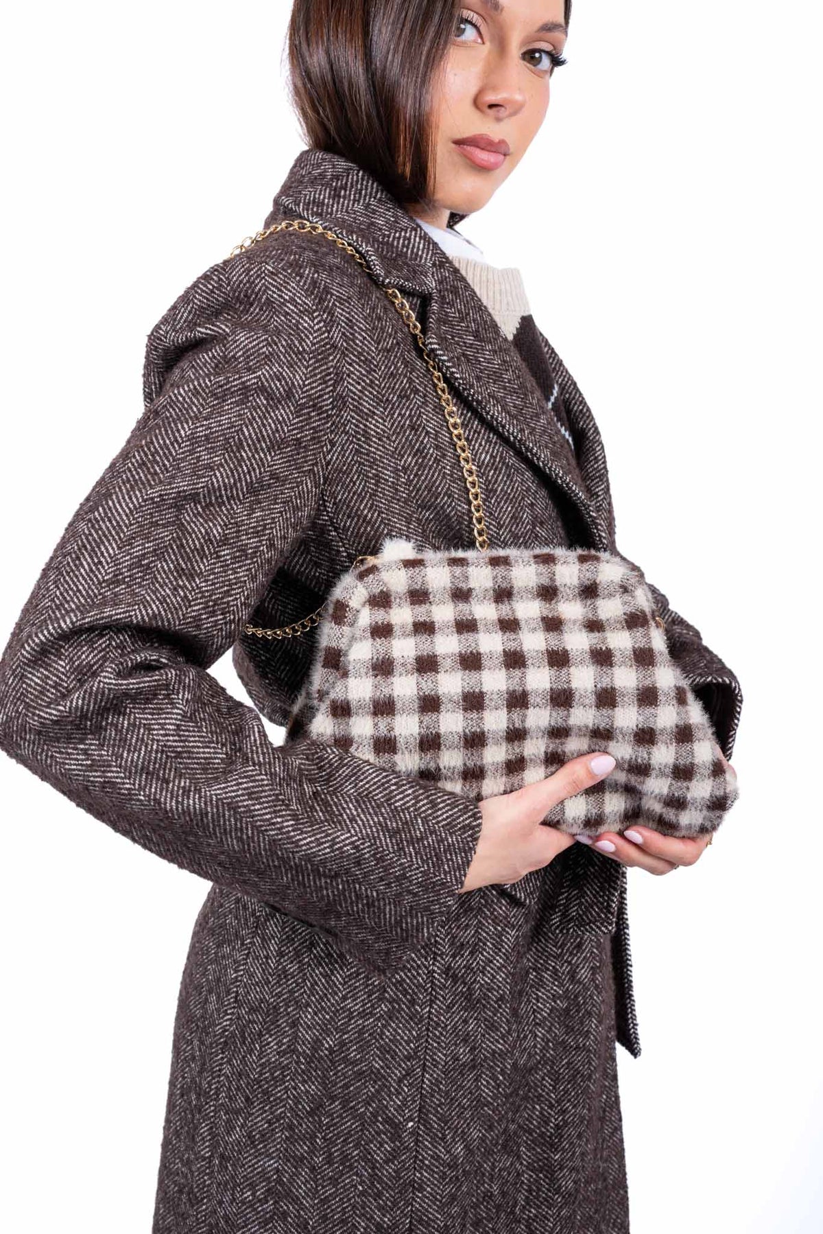 Borsa Clutch in Ecopelliccia a Quadri donna Miss love - 3