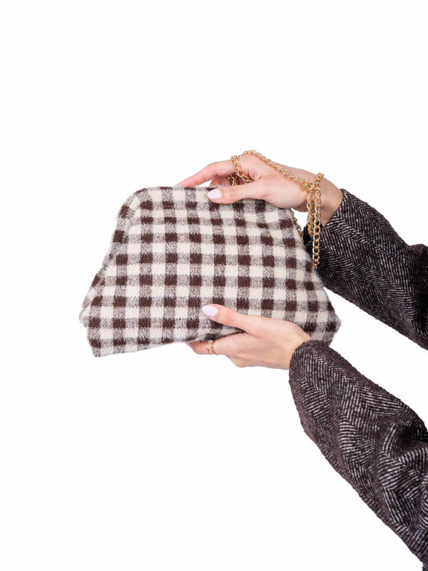 Borsa Clutch in Ecopelliccia a Quadri da donna Miss love