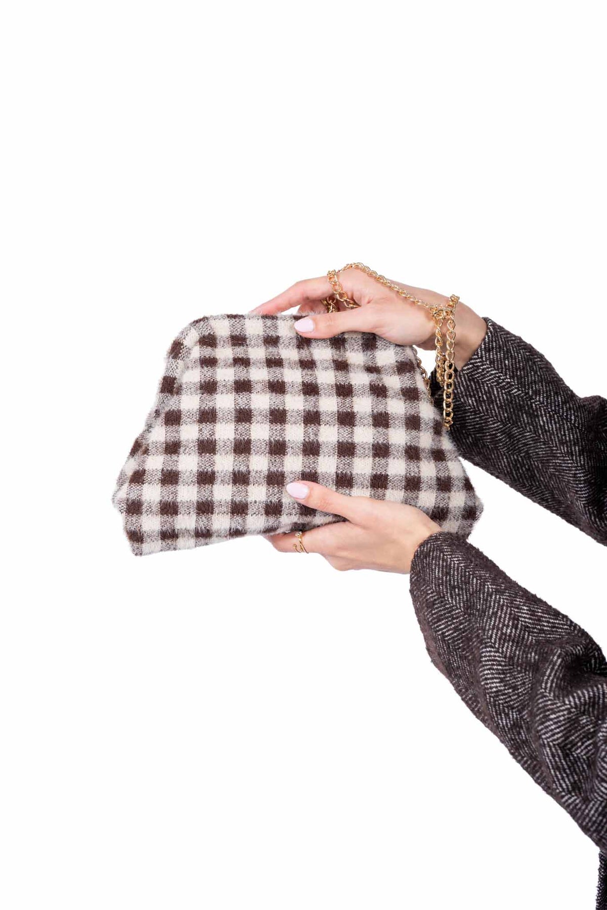 Borsa Clutch in Ecopelliccia a Quadri donna Miss love - 1