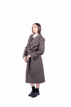 Cappotto Lungo in Tweed Sartoriale Marrone con Cintura donna Miss love - 3