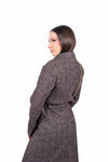 Cappotto Lungo in Tweed Sartoriale Marrone con Cintura donna Miss love - 6