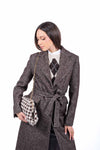 Cappotto Lungo in Tweed Sartoriale Marrone con Cintura donna Miss love - 2