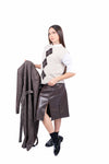 Gonna Midi a Tubino in Ecopelle Marrone con Spacco donna Miss love - 6