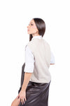 Gilet Oversize in Maglia Beige con Motivo a Rombi donna Miss love - 2