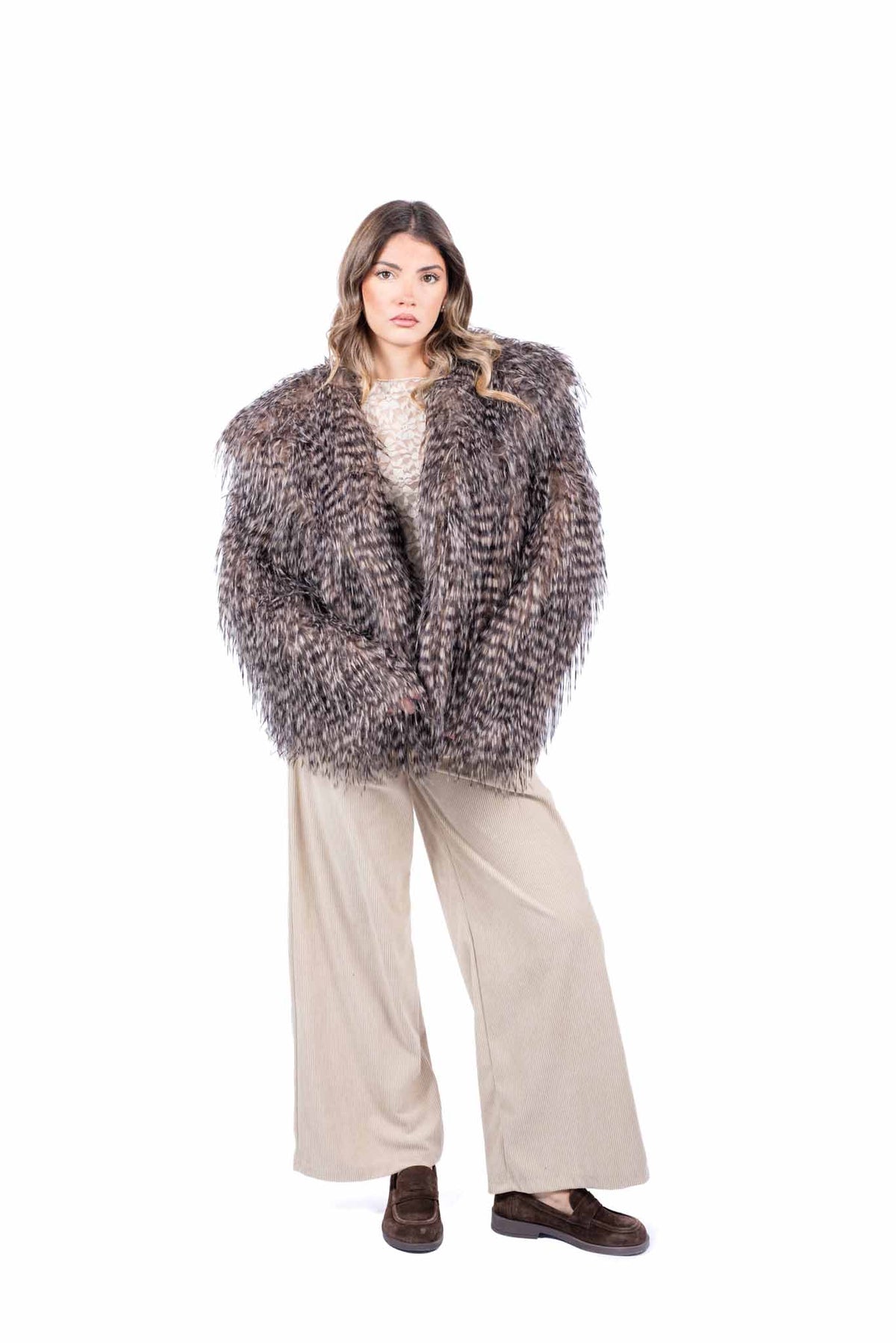 Cappotto in Ecopelliccia Marrone donna Miss love - 2