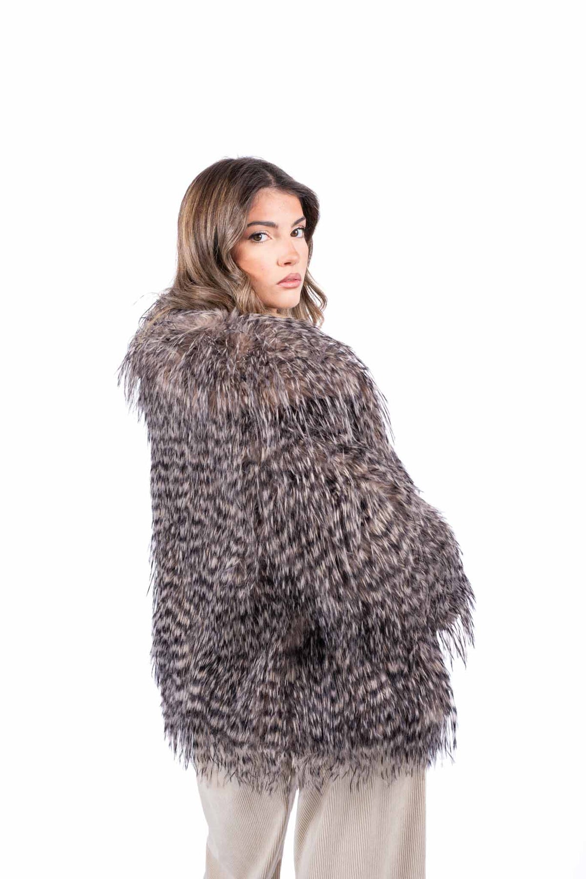 Cappotto in Ecopelliccia Marrone donna Miss love - 3