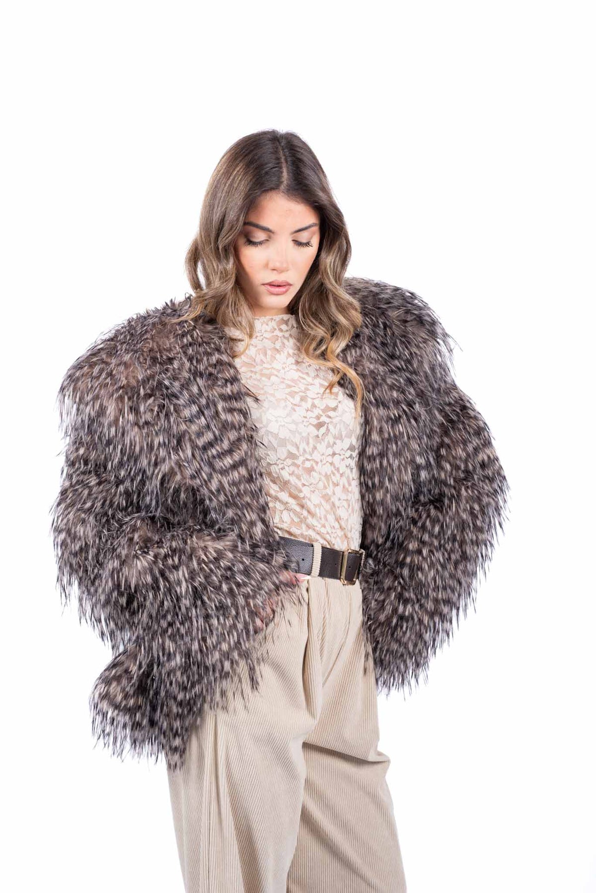 Cappotto in Ecopelliccia Marrone donna Miss love - 5