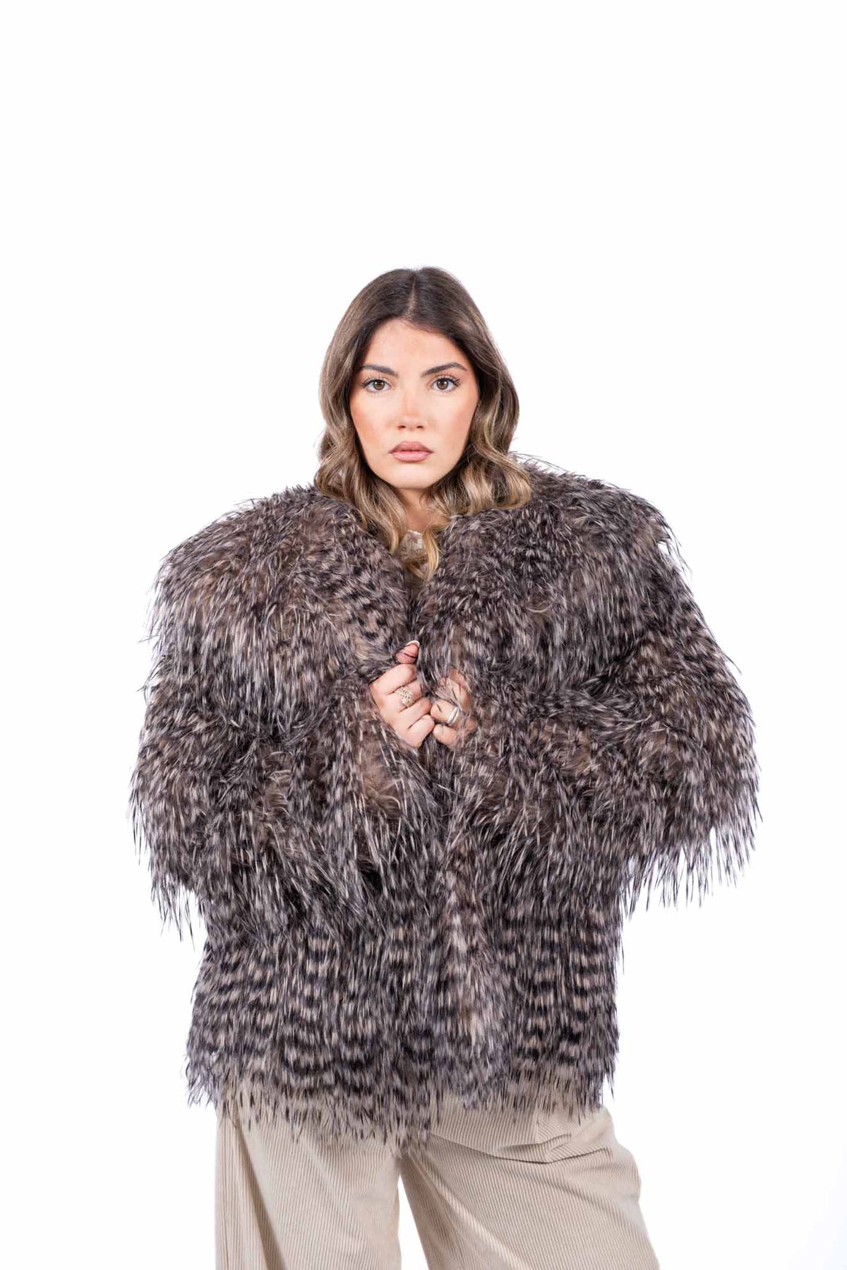 Cappotto in Ecopelliccia Marrone donna Miss love - 1
