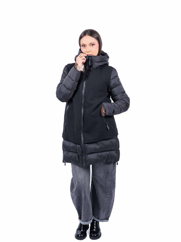 Piumino Lungo Ibrido Nero da donna Miss love